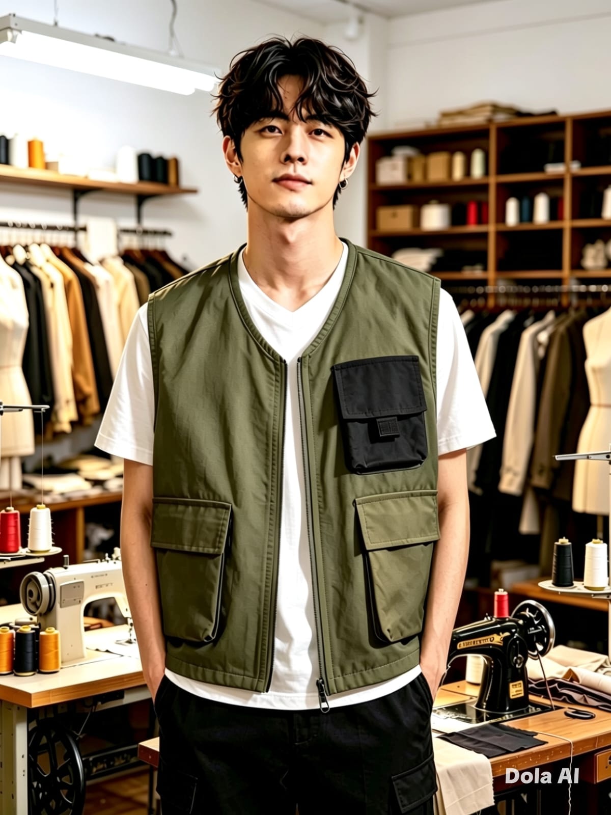 Rompi Kargo Utility Oversize (Jumbo) — Saku Asimetris — Hijau Army